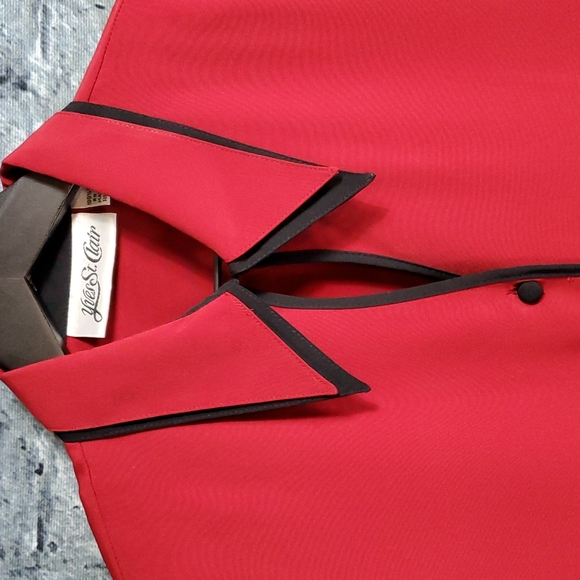 Vintage | Yves St. Clair 80s Career Wear Red and Black Power Blouse - Picture 3 of 10